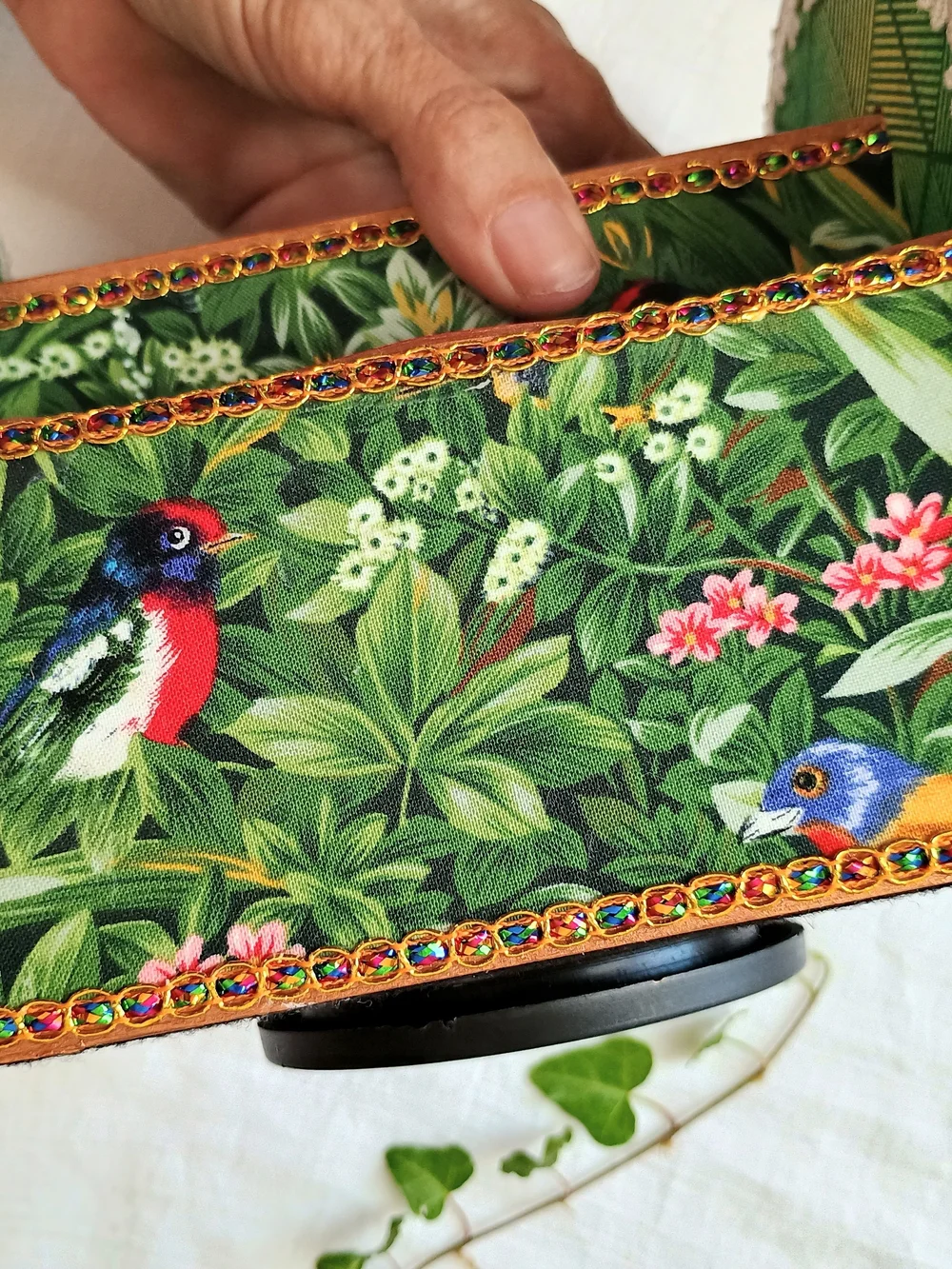 🩵 COTTAGE CORE 🩵 Handmade Wood Organizer W Nature Theme, Lazy Susan, Bird Core